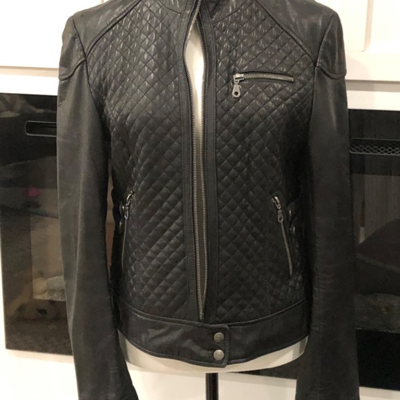 DKNY quilted leather biker jacket - Picture 2 of 5
